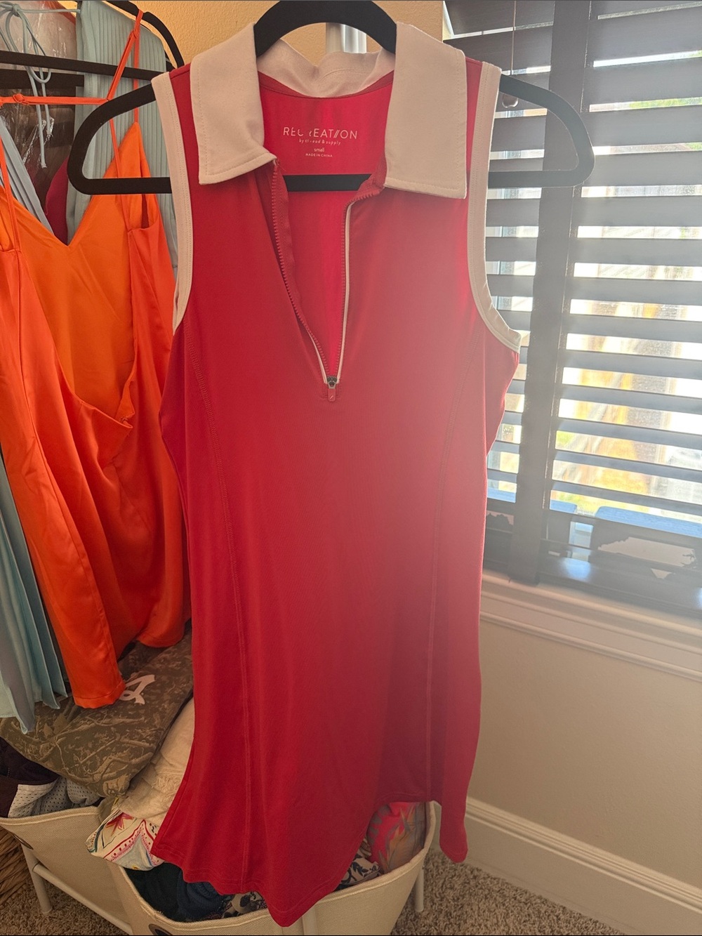 Recreation Red Sleeveless Polo Dress with White Collar